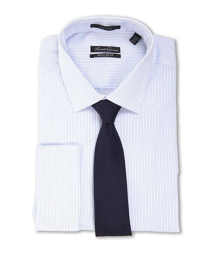 Kenneth Cole New York Non-iron Regular Fit Stripe French Cuff Dress Shirt