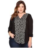 Lucky Brand - Plus Size Printed Woven Mix Henley