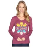 Life Is Good - Life Is Good Flower Stripes Long Sleeve Cool Vee