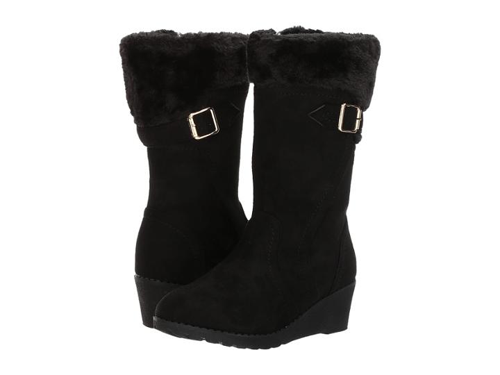 Kensie Girl Kids - Suede Fur Topped Wedge Boot