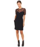 The Kooples - Dress In Textured Crepe And Lace Inserts