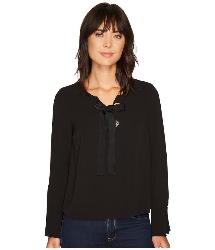 Vince Camuto - Long Sleeve Lace-up Blouse W/ Flutter Sleeves