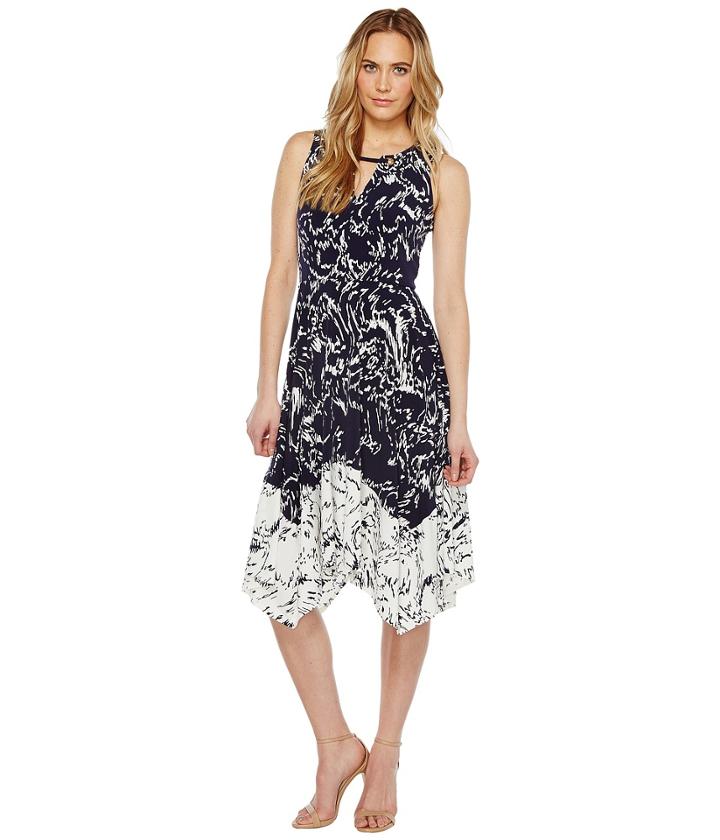 Ivanka Trump - Printed Matte Jersey With Handkerchief Hem