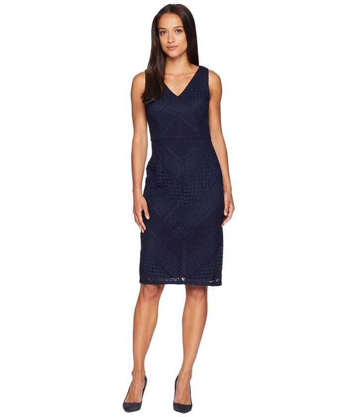 Adrianna Papell - Vintage Stripe Lace Sheath Dress