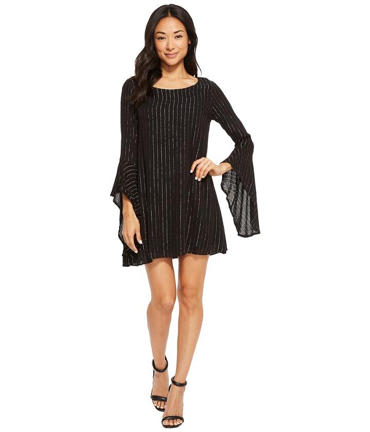 American Rose - Alexa Sparkle Striped Bell Sleeve Dress