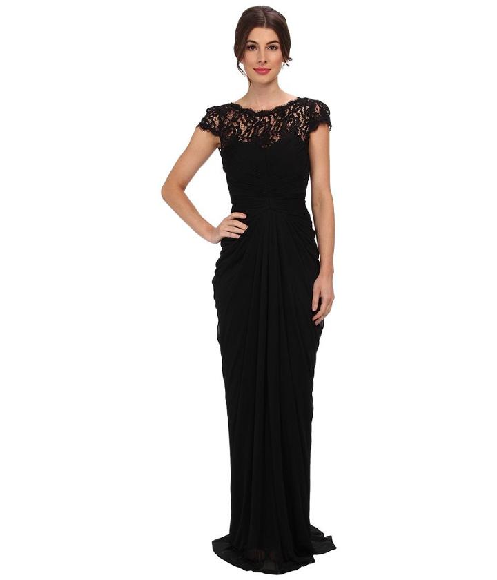 Adrianna Papell Lace Bodice On Draped Skirt