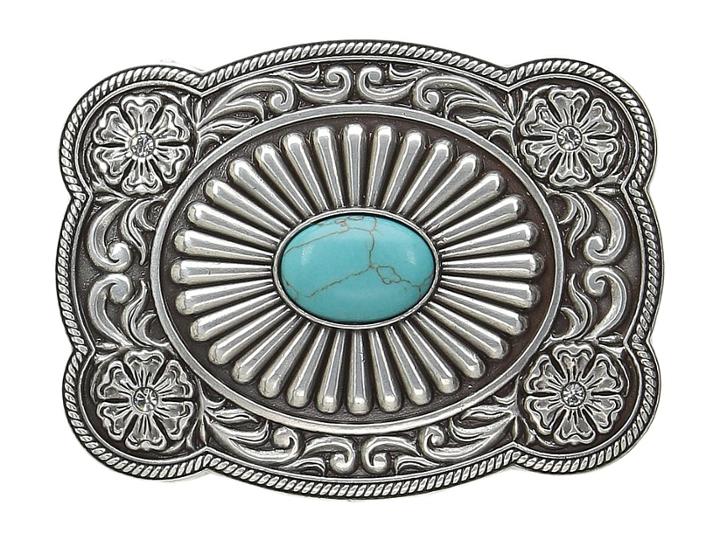 M&amp;f Western - Scallop Edged Turquoise Rectangle Buckle