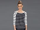 Three Dots - Striped 3/4 Sleeve Raglan Tee