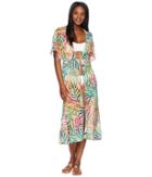 Kenneth Cole - Exotic Palm Tie Front Slit Dress Cover-up