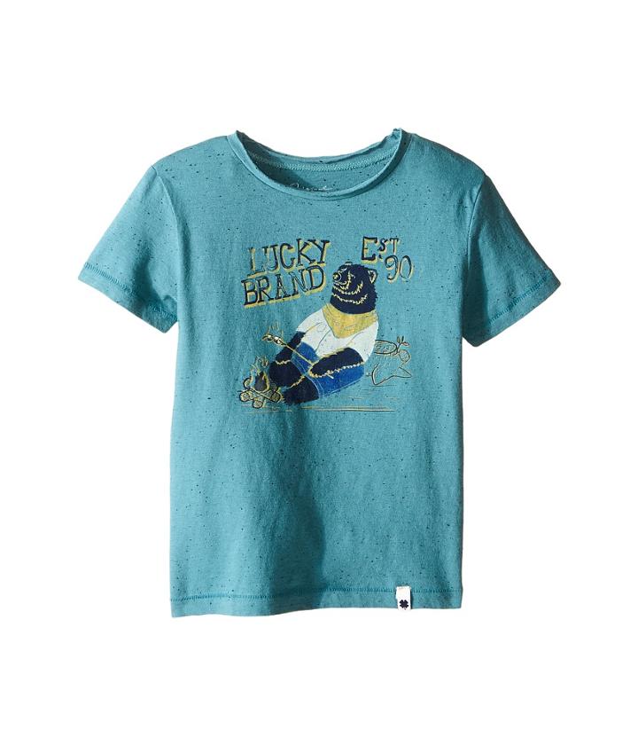 Lucky Brand Kids - Fleck Heathered Tee W/ Lucky Bear Screen Print