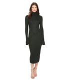 Catherine Catherine Malandrino - Ribbed Turtleneck Ruffle Sleeve Dress