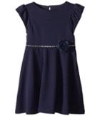 Us Angels - Ruffle Sleeve Fit Flare Textured Knit Dress