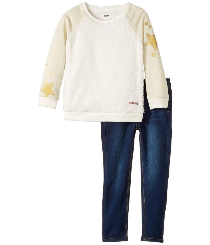 Hudson Kids - Two-piece Stripe W/ Sherpa Stretch Denim Pants