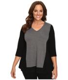 Karen Kane Plus - Plus Size Color Block Sweater Knit Top