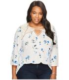 Lucky Brand - Plus Size Floral Lace Mix Peasant Top