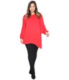 Vince Camuto Plus - Plus Size Beaded Sleeve Asymmetrical Hem Top