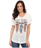 Petrol - Printed Crochet Tee