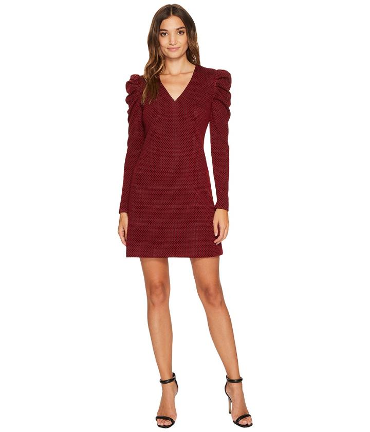 Donna Morgan - V-neck Sheath Dress With Puff Sleeve