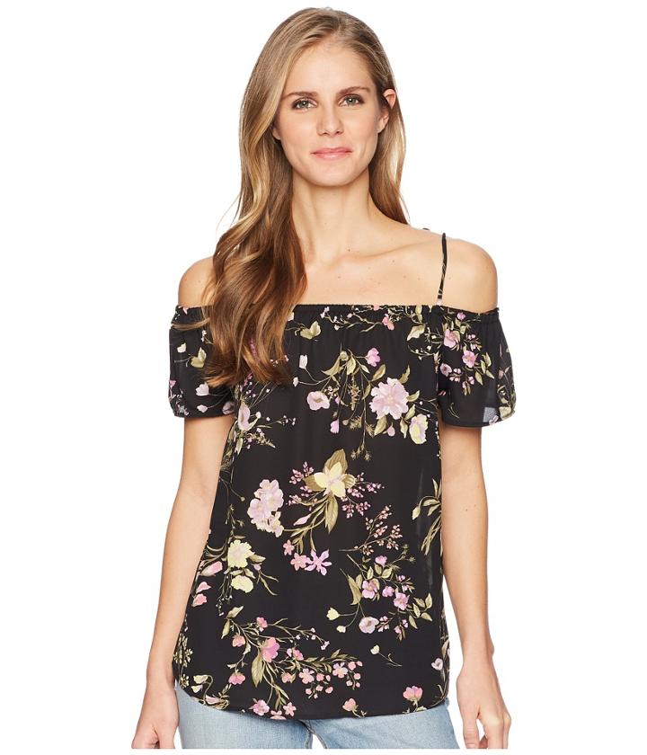 Tribal - Off The Shoulder Printed Crepe Floral Top