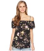 Tribal - Off The Shoulder Printed Crepe Floral Top