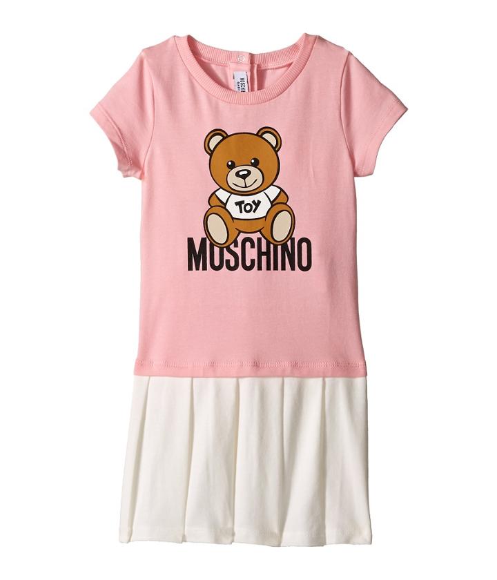 Moschino - T-shirt And Pleated Skirt Dress W/ Teddy Bear Image