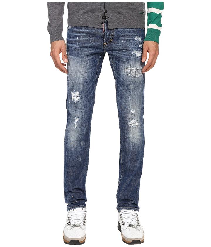 Dsquared2 - Ripped Black Stitch Wash Five-pocket Slim Jeans