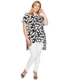 Vince Camuto Specialty Size - Plus Size Short Sleeve Elegant Blossom High-low Hem Blouse