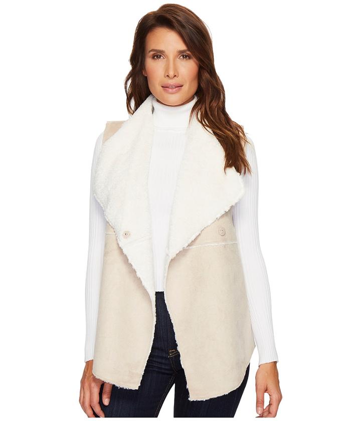 Dylan By True Grit - Velvet Suede Faux Fur Reversible Snap Vest