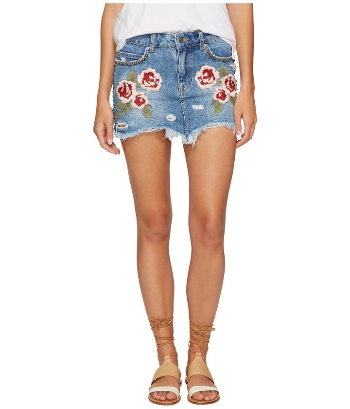 Free People - Wild Rose Embroidered Mini Skirt