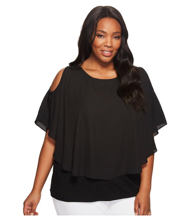 Karen Kane Plus - Plus Size Cold Shoulder Layered Top