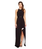 Halston Heritage - Sleeveless High Neck Color Blocked Gown W/ High-low Skirt