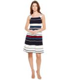 Adrianna Papell - Sleeveless Ottom Stripe Fit And Flare Dress