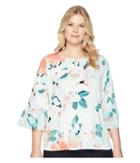 Calvin Klein Plus - Plus Size Printed 3/4 Top W/ Chiffon