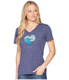 Life Is Good - Ocean Heart Wave Cool Vee Tee