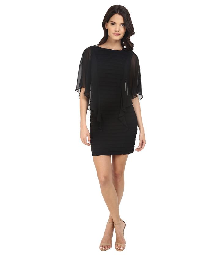 Adrianna Papell - Banded Illusion Sleeve Flutter Dress
