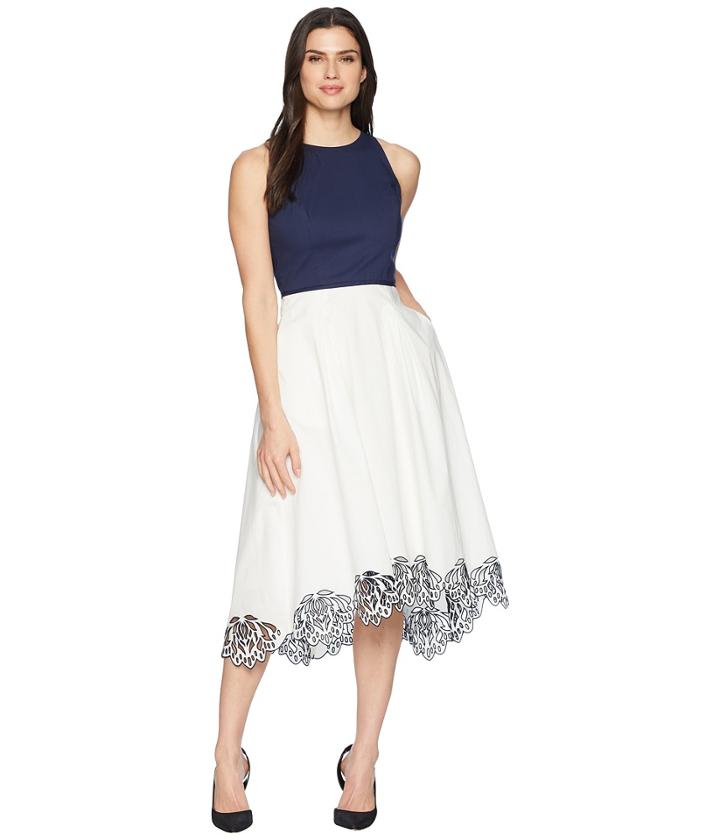 Tahari By Asl - Sleeveless Cotton Scallop Bottom Midi Dress