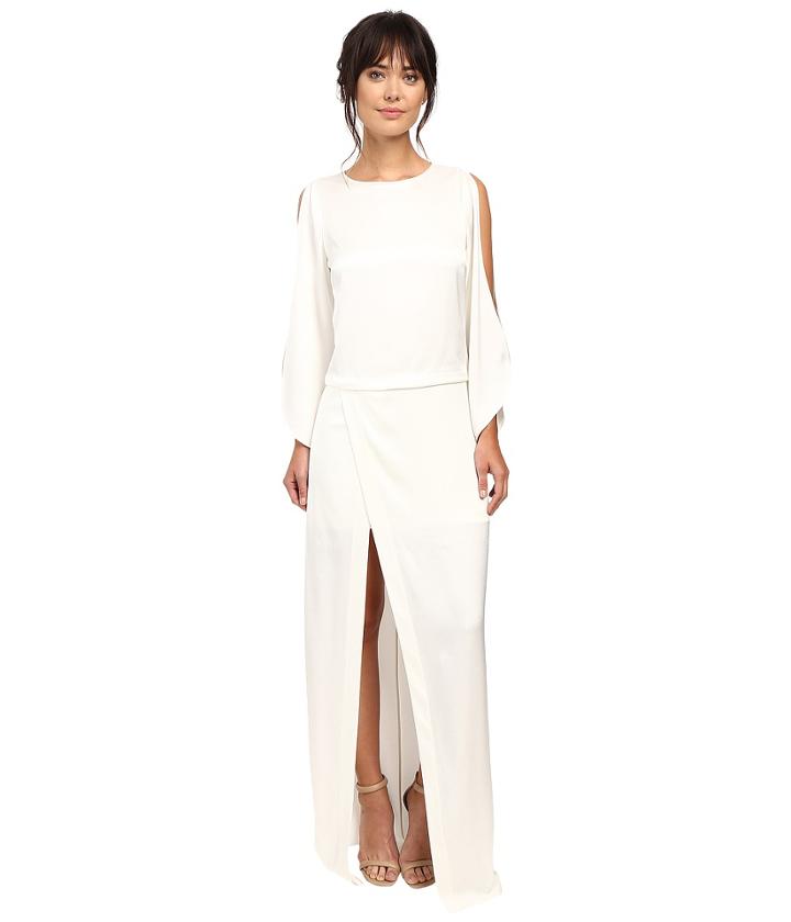 Halston Heritage - Boat Neck Gown With High Slit