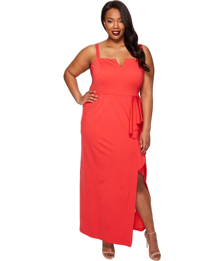 Adrianna Papell - Plus Size Strapless Jersey Front Cascade Gown