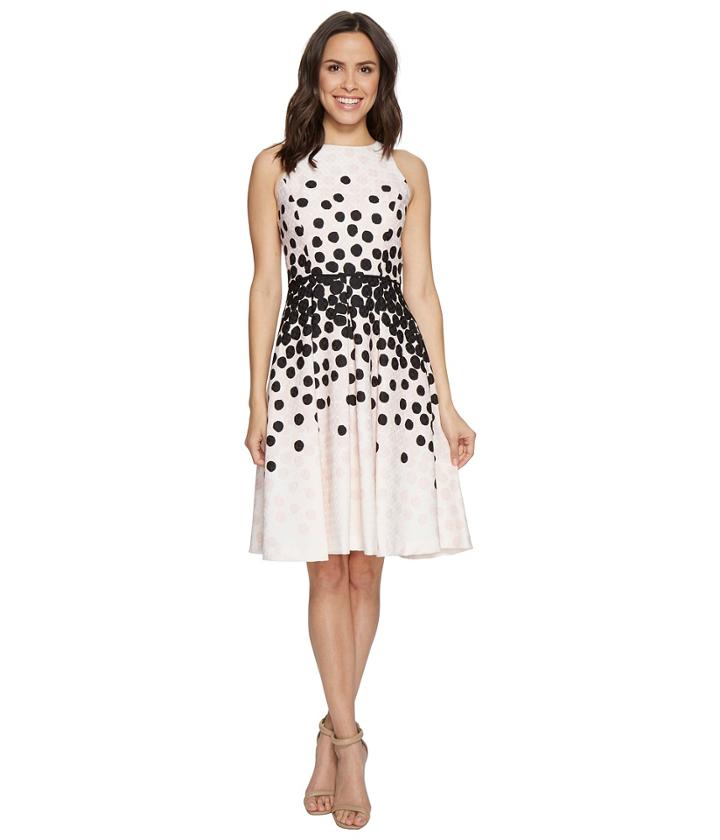Tahari By Asl - Dot Print Jacquard Fit Flare Dress