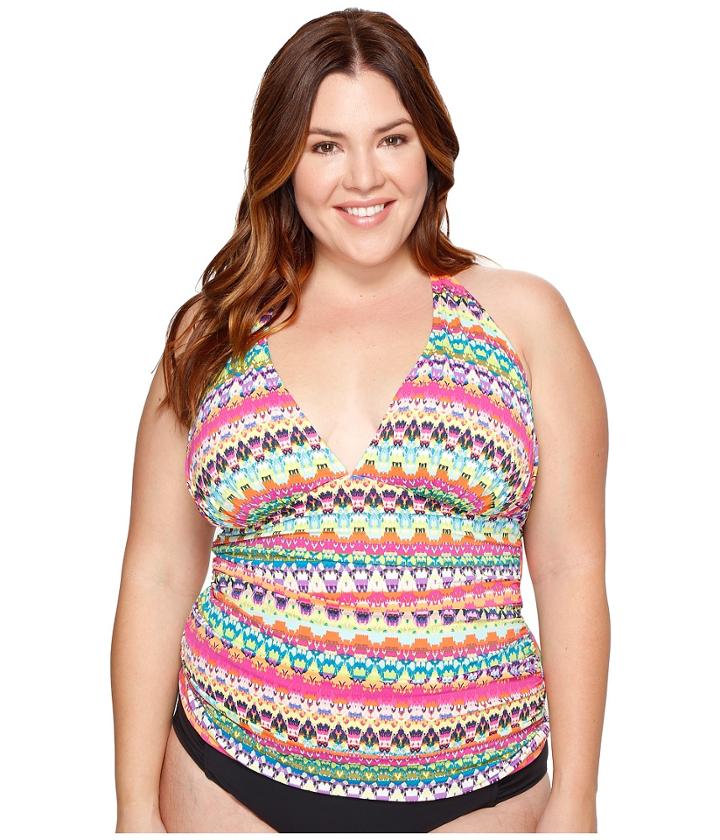 Bleu Rod Beattie - Plus Size In Living Color Halter Tankini Top