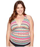 Bleu Rod Beattie - Plus Size In Living Color Halter Tankini Top