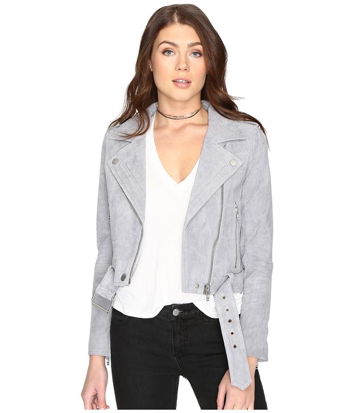 Blank Nyc - Grey Suede Moto Jacket In Cloud Grey