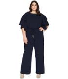 Adrianna Papell - Plus Size Blouson Ruffle Sleeve Jumpsuit