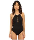 Shoshanna - Embossed Rhombus Front Lattice Maillot One-piece