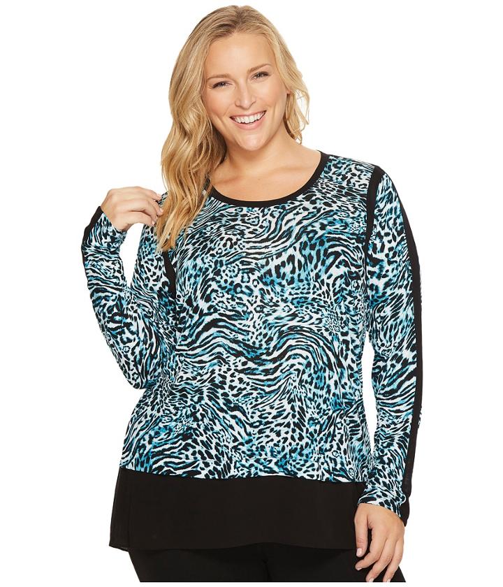 Michael Michael Kors - Plus Size Big Cat Woven Combo Top
