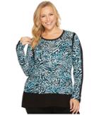 Michael Michael Kors - Plus Size Big Cat Woven Combo Top