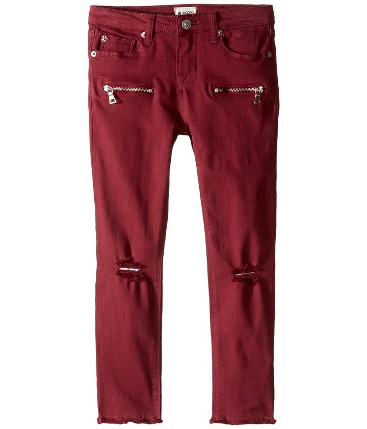 Hudson Kids - Lily Moto Five-pocket Zipper Ankle Skinny With Fray Hem In Net Red