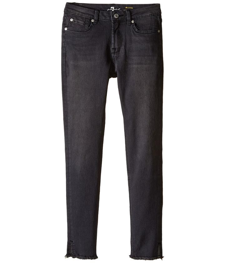 7 For All Mankind Kids - The Ankle Skinny Stretch Denim Jeans With Vented Raw Hem In Charcoal