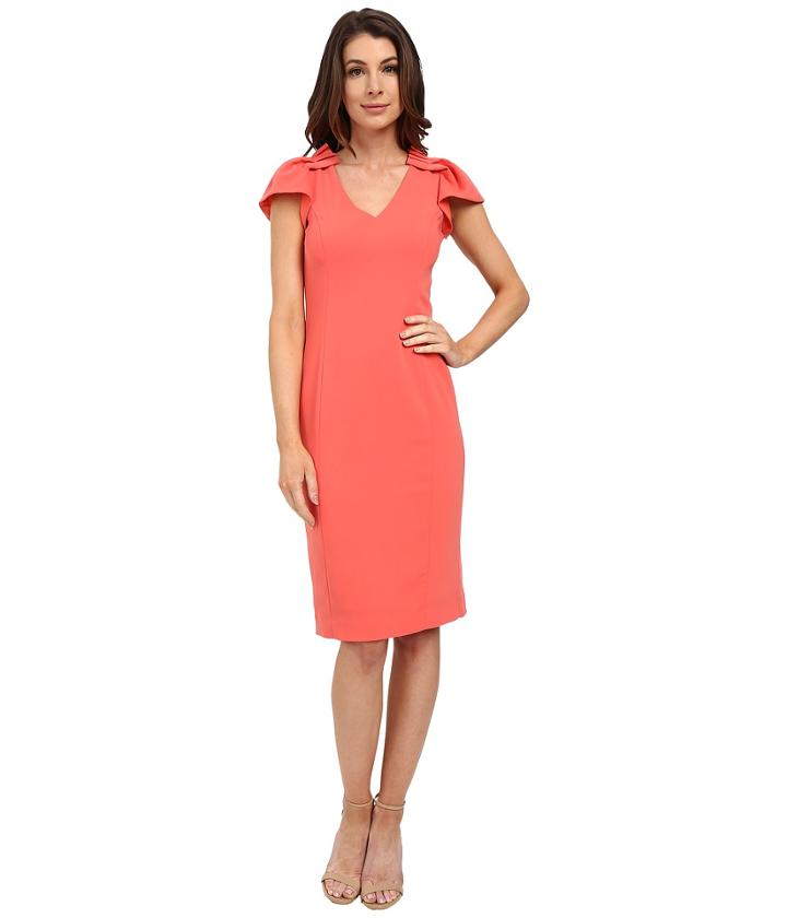 Badgley Mischka - Pleated Shoulder Sheath Dress