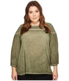 Two By Vince Camuto - Plus Size Wide Long Sleeve Cotton Slub Pigment Dye Tee
